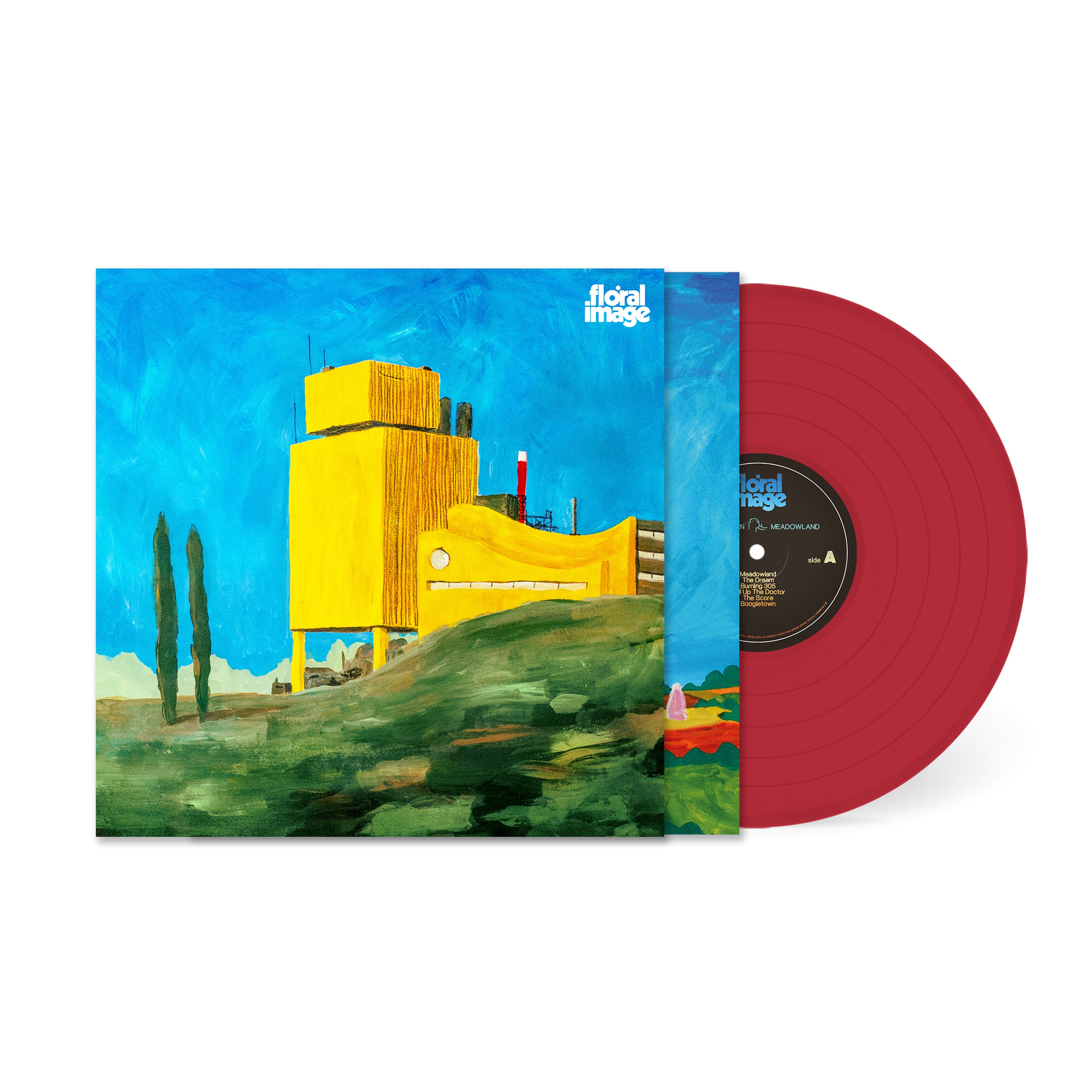 Floral Image Gone Down Meadowland vinyle rouge cerise