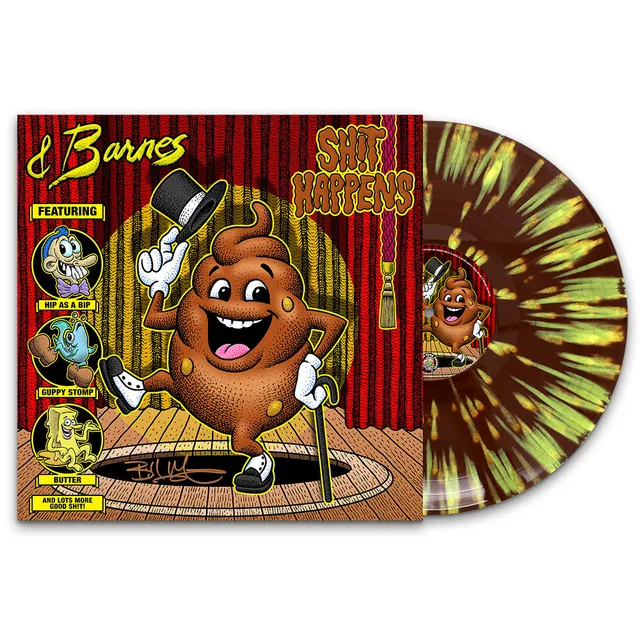 Barnes & Barnes Shit Happens vinyle signé splatter jaune