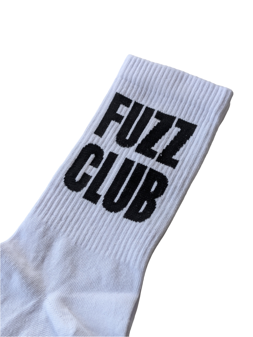 Fuzz Club chaussettes blanches logo noir merch officiel