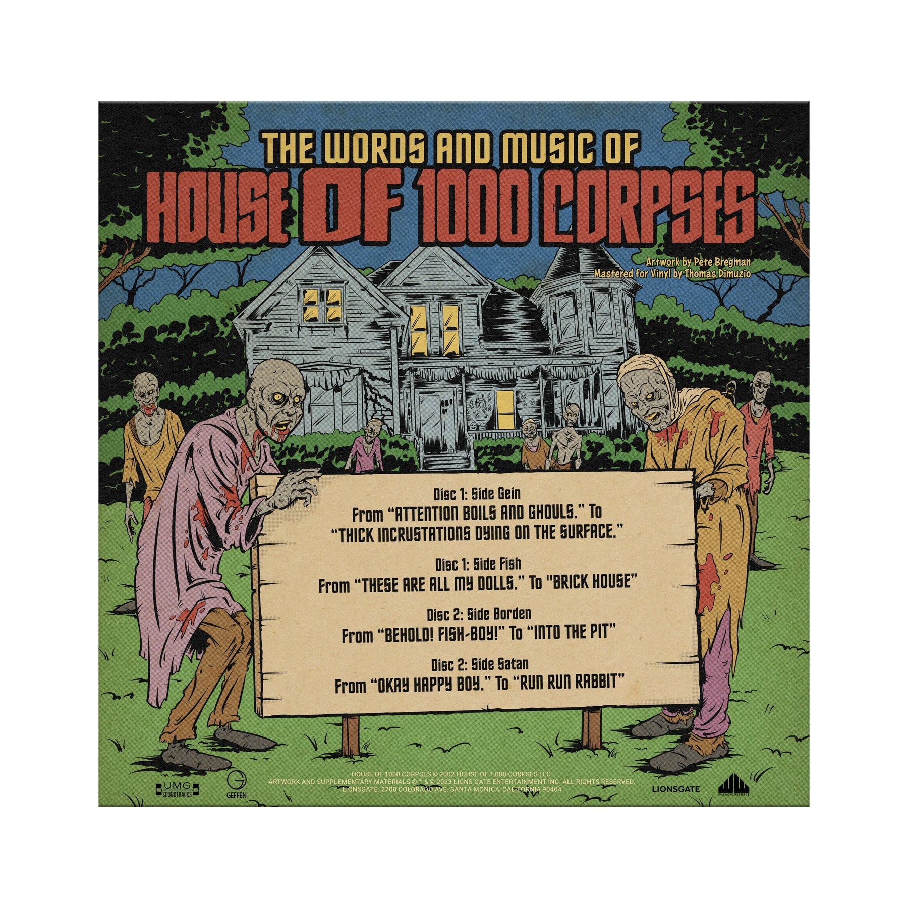 Waxwork Records House of 1000 Corpses vinyle double LP audio