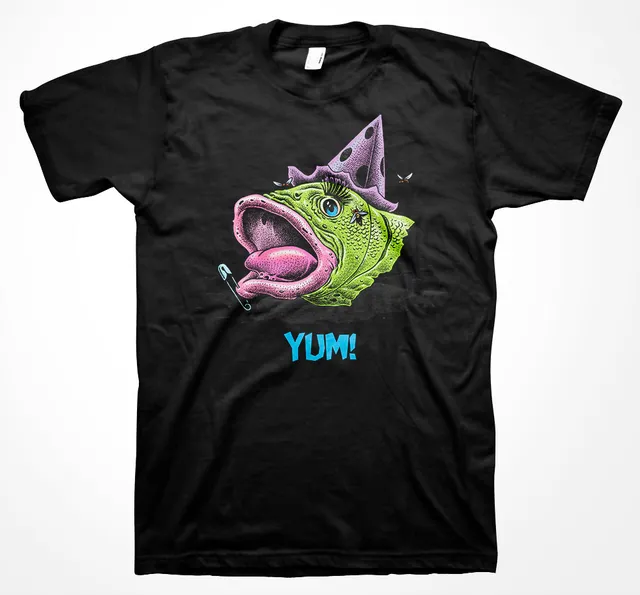 Demented Punk Covered in Punk t-shirt Yum Fish Head coton