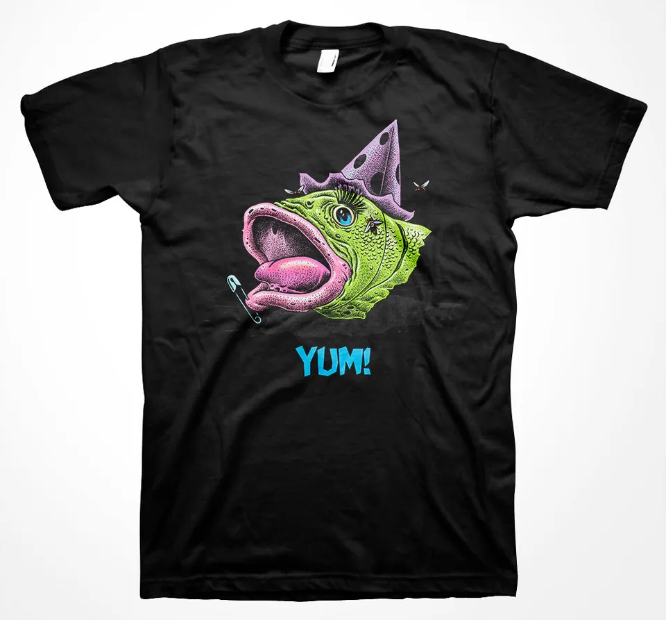 Demented Punk Covered in Punk t-shirt Yum Fish Head coton