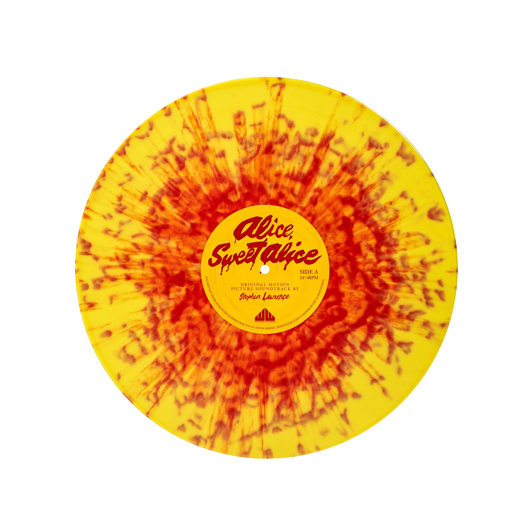 Waxwork Records Alice Sweet Alice vinyle BO jaune splatter