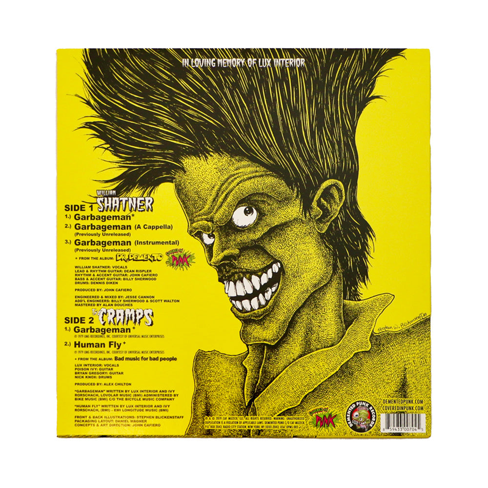 William Shatner Cramps Garbageman maxi 12" jaune splatter