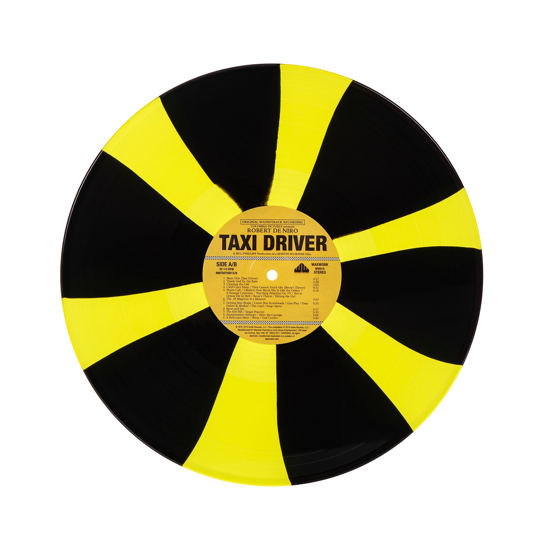 Waxwork Taxi Driver vinyle 2LP jaune pinwheel