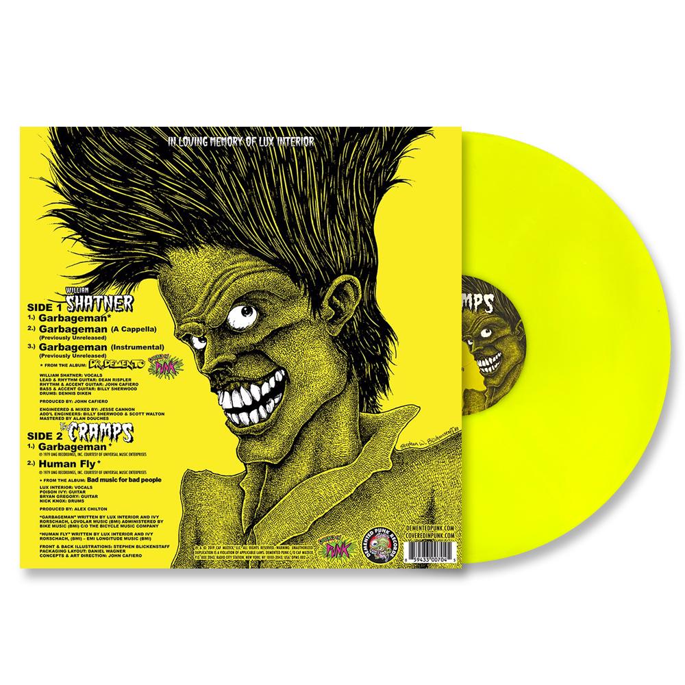Shatner Cramps Garbageman vinyle 12 pouces jaune néon