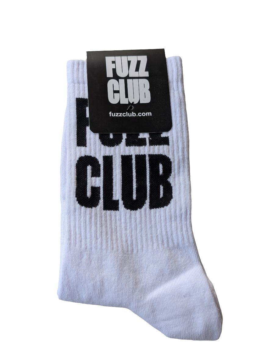 Fuzz Club chaussettes blanches logo noir merch officiel