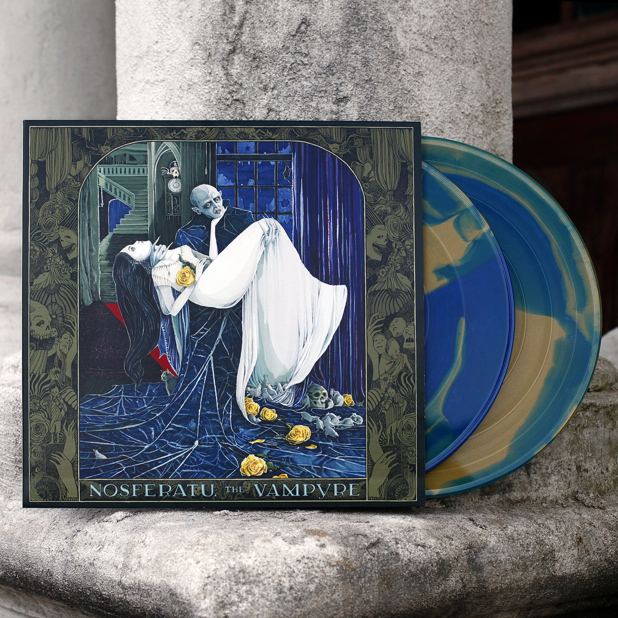Waxwork Records Nosferatu vinyle double LP bleu doré