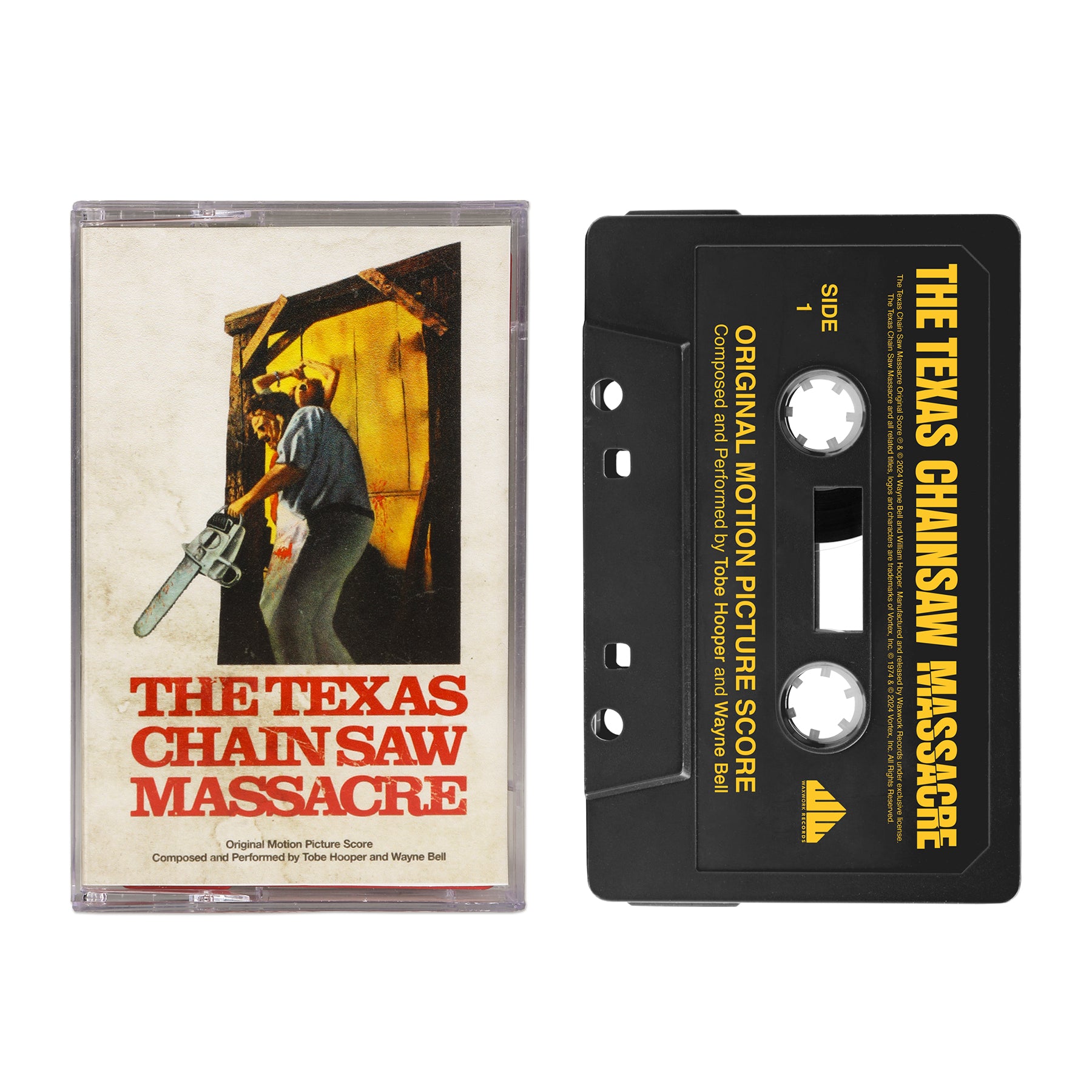 Waxwork Records Texas Chain Saw Massacre cassette jaune bande originale