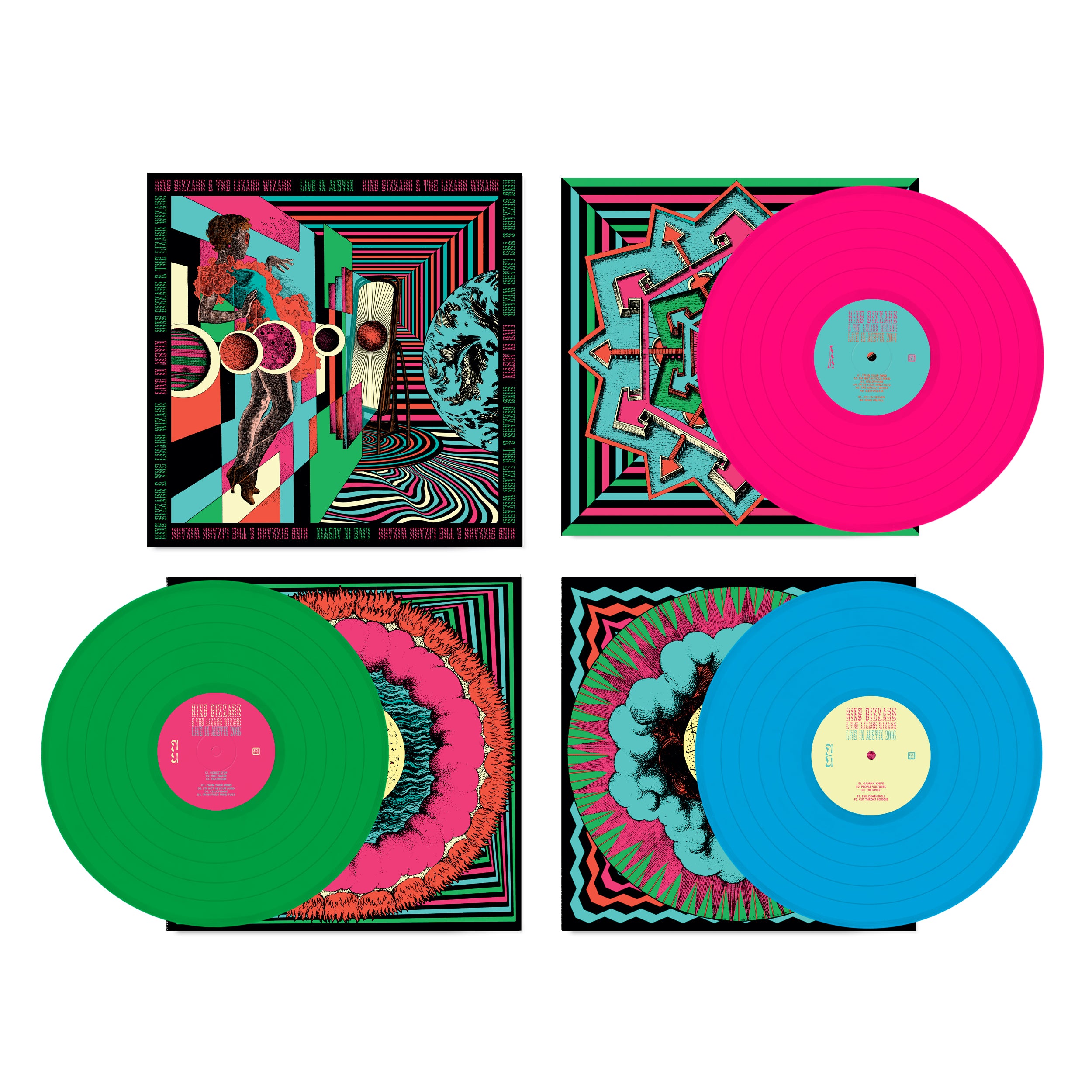 King Gizzard Live In Austin coffret 3LP vinyle splatter