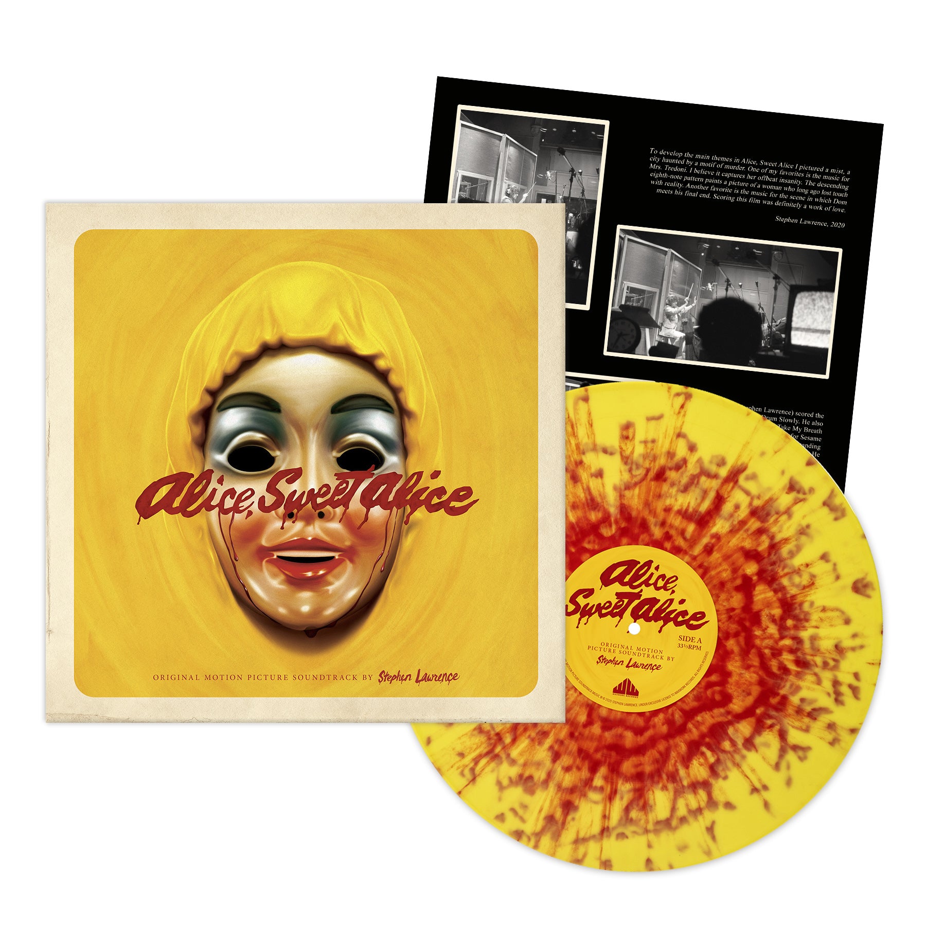 Waxwork Records Alice Sweet Alice vinyle BO jaune splatter