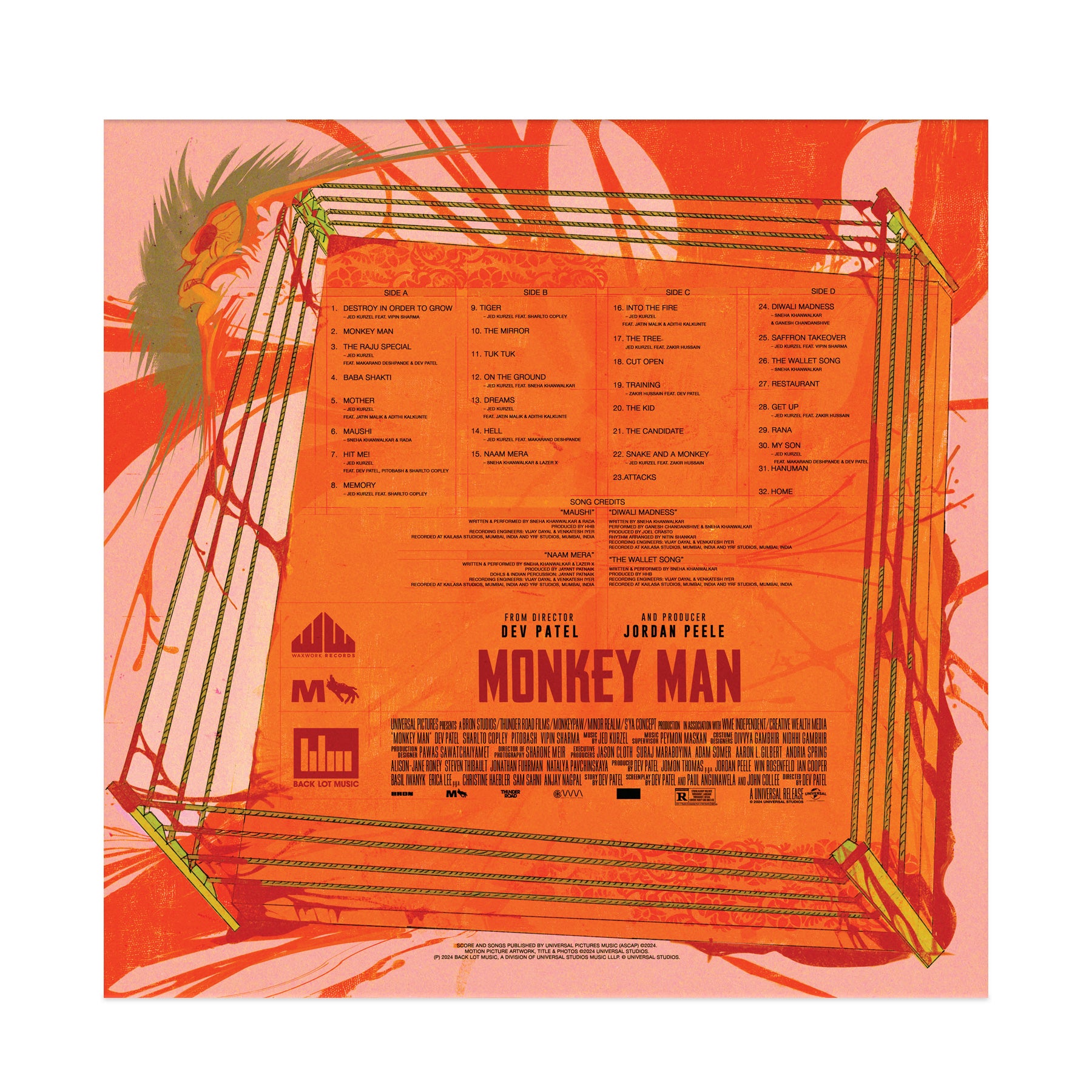 Waxwork Records Monkey Man vinyle double LP Jed Kurzel