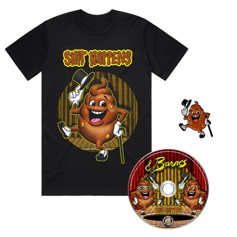 Barnes Shit Happens bundle CD + t-shirt + pin