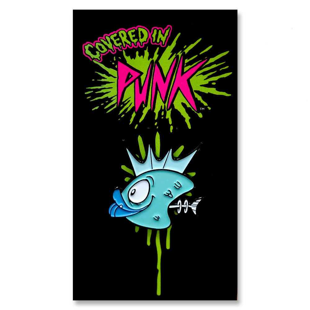 Demented Punk Blue Fish Heads Toon pin's émail 1 pouce