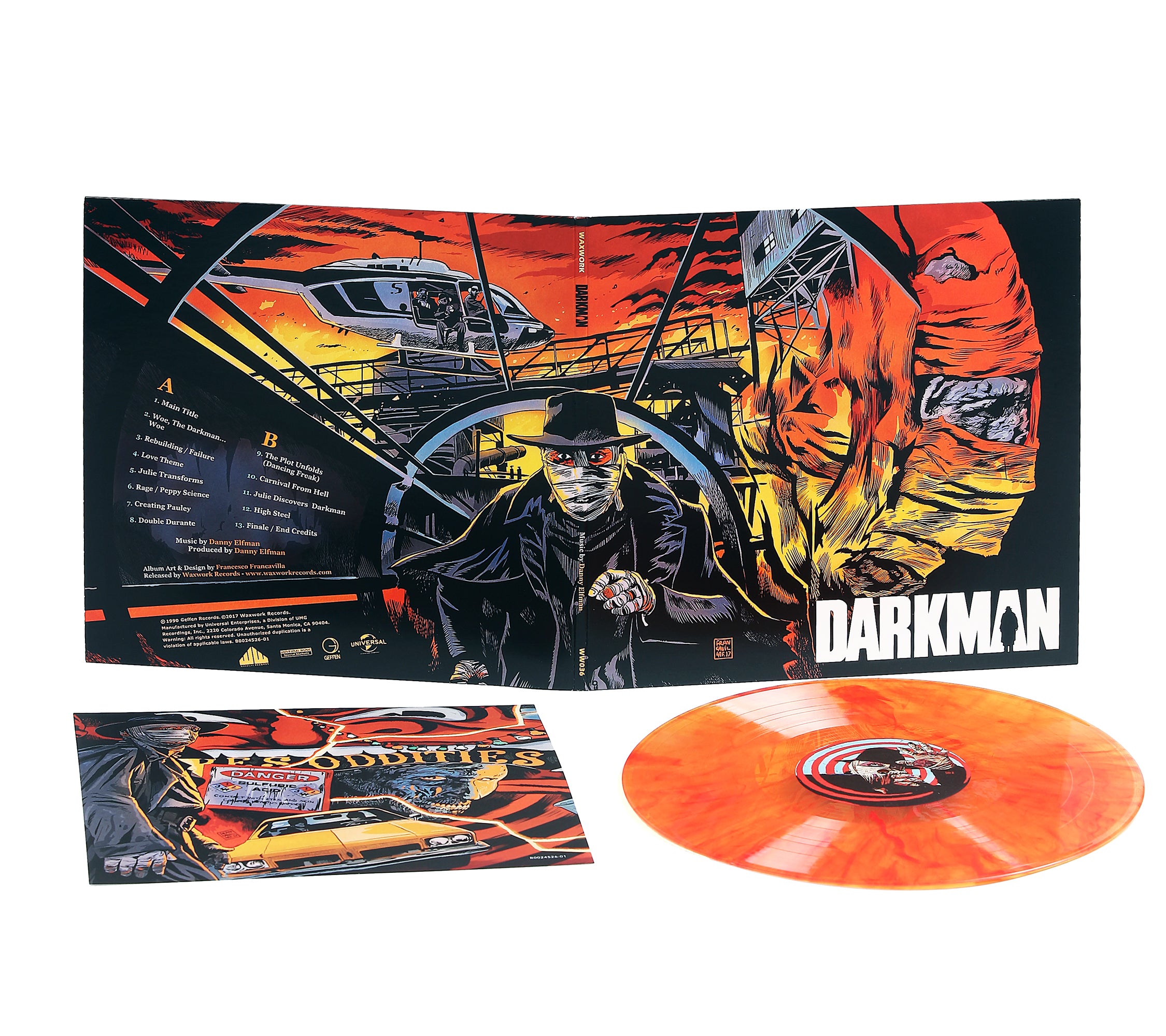 Waxwork Records Darkman vinyle 180g Fire orange rouge