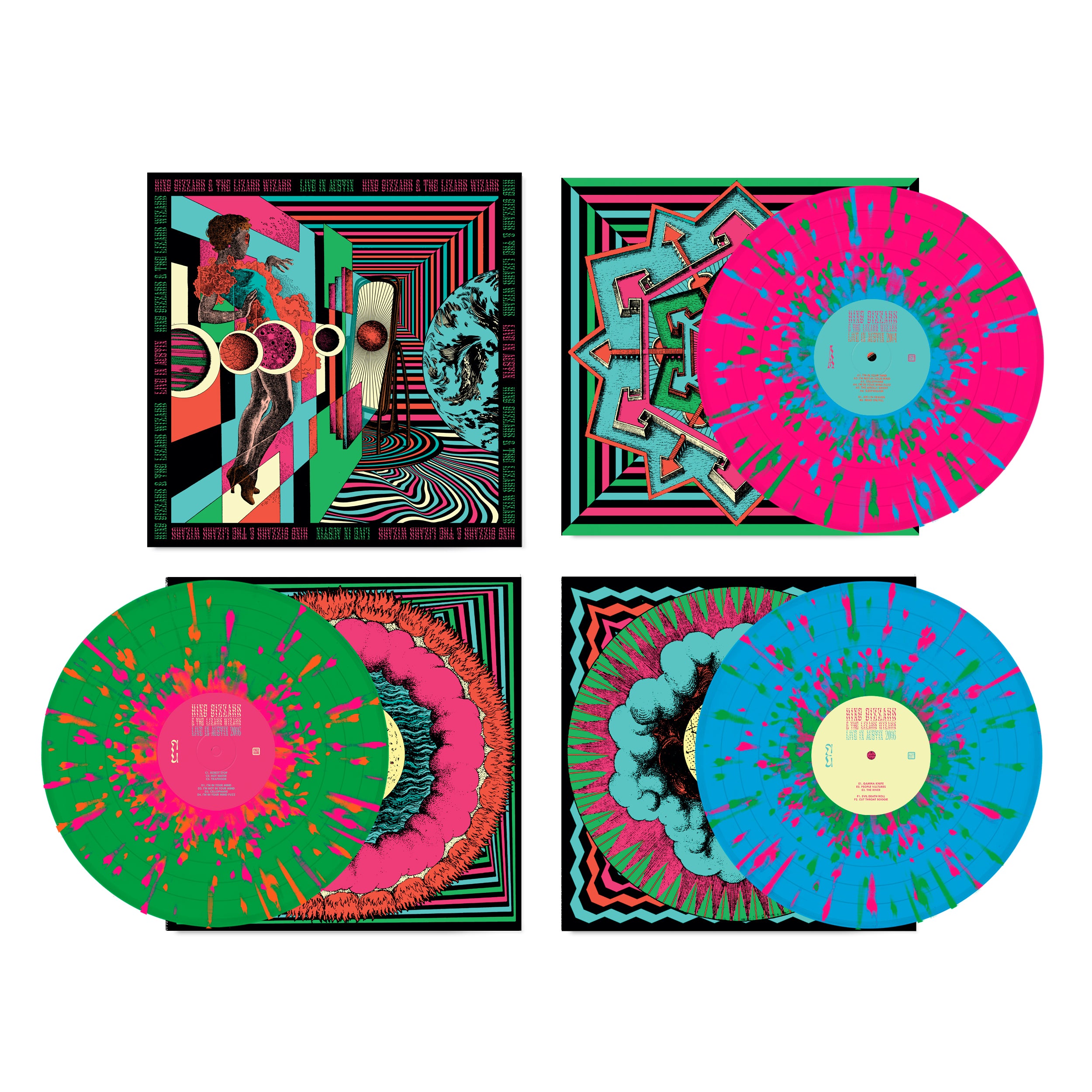 King Gizzard Live In Austin coffret 3LP vinyle splatter