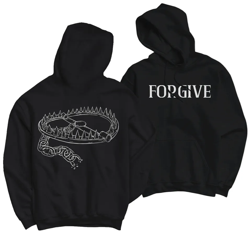 Useless Pride Forgive Hoodie noir Logo épais 350 g