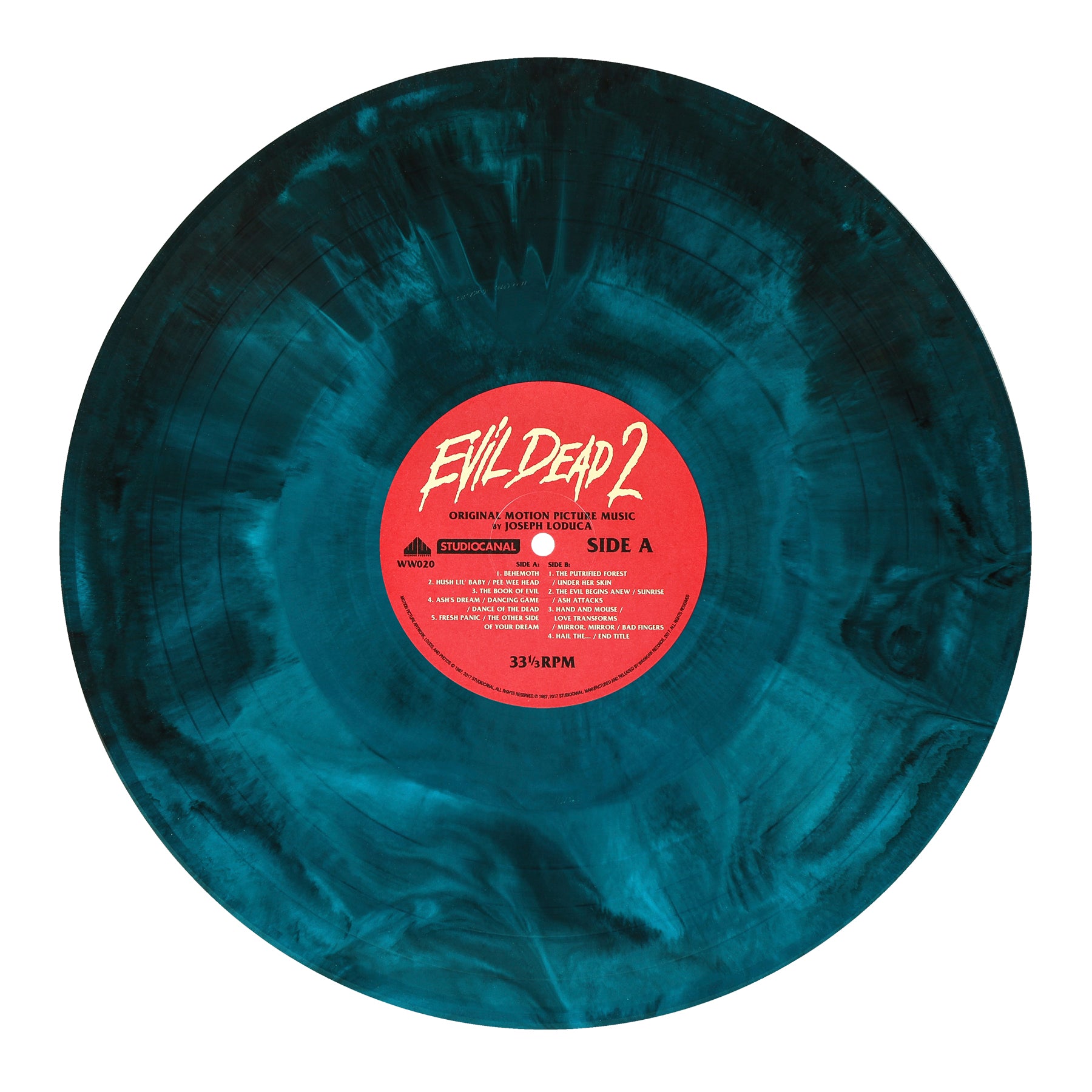 Waxwork Records Evil Dead 2 vinyle Vortex bleu