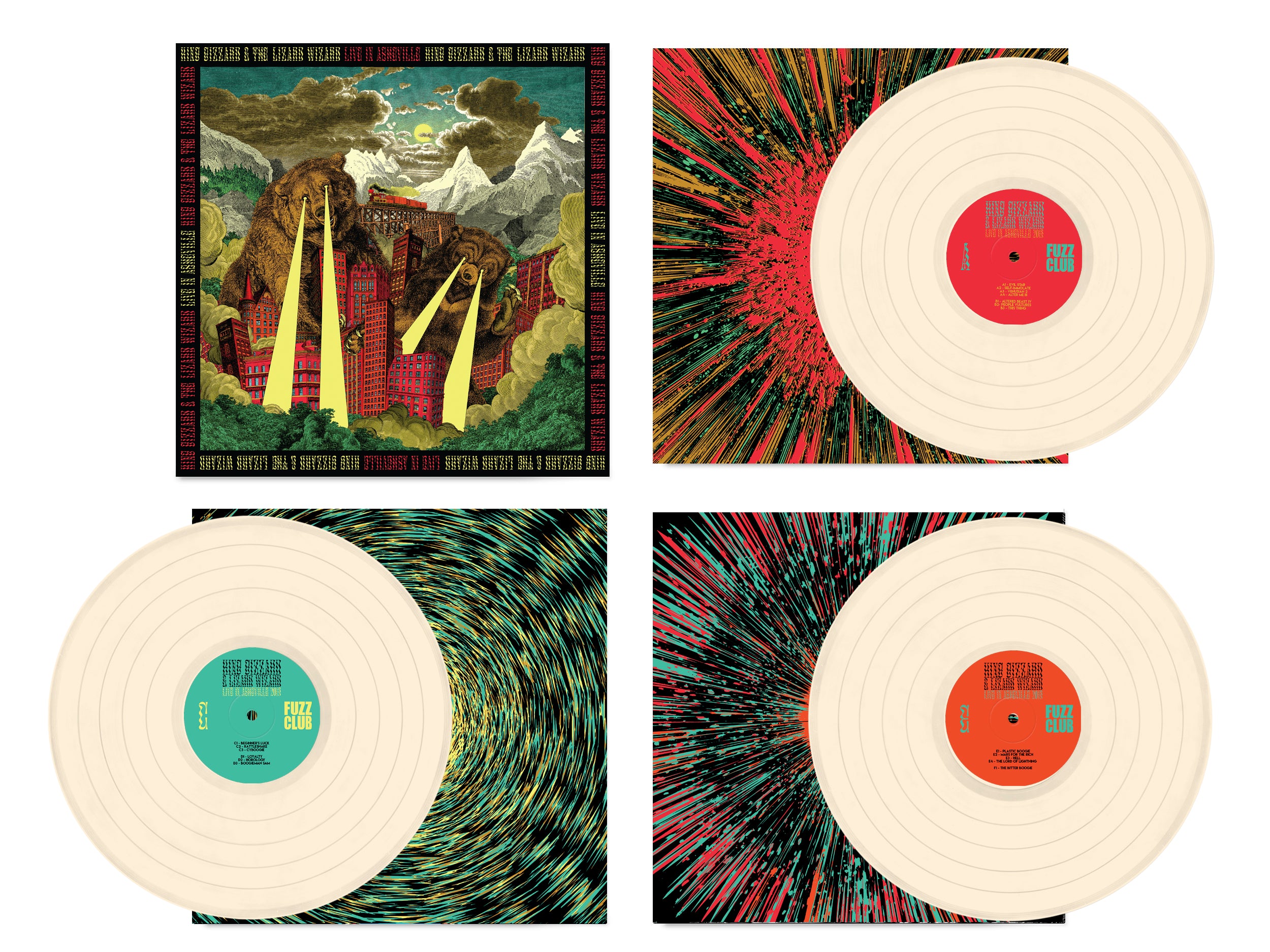 King Gizzard Live In Asheville coffret triple vinyle splatter