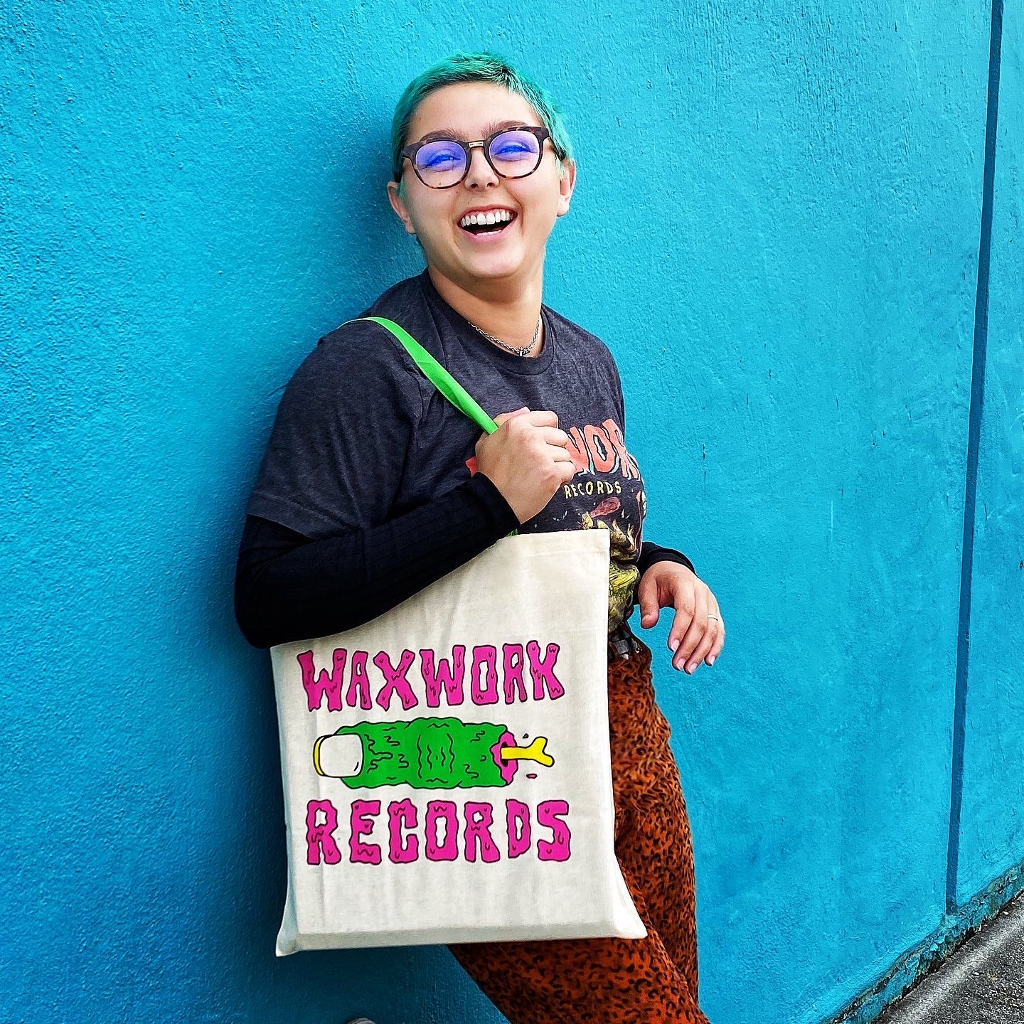 Waxwork Records Finger Tote tote bag toile vert