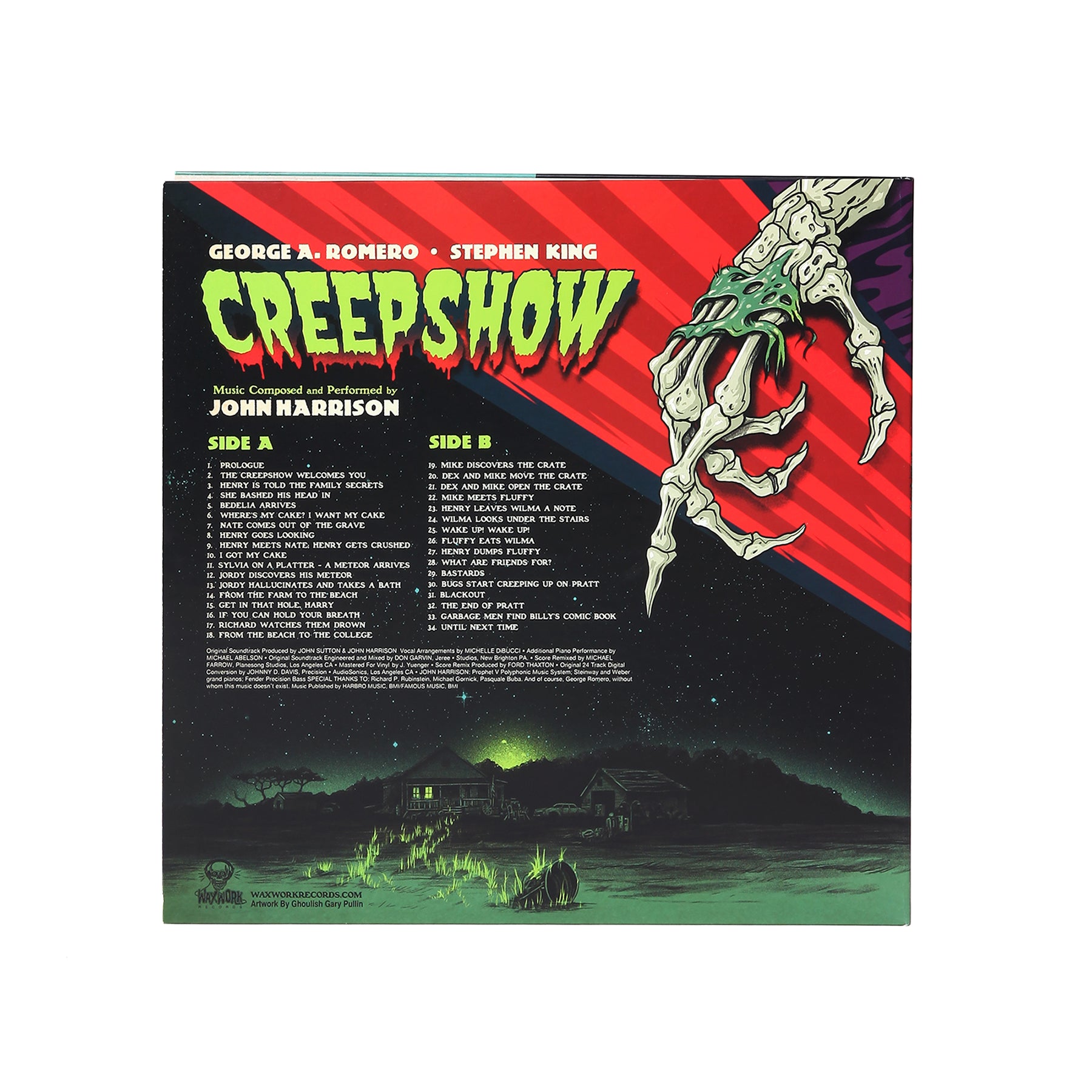 Waxwork Records Creepshow vinyle Meteor Green Blood Red