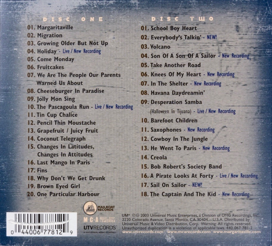 Mailboat Records Jimmy Buffett Meet Me In Margaritaville double CD best