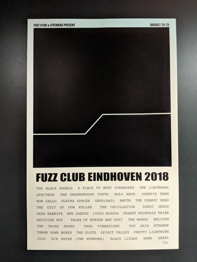 Fuzz Club Eindhoven 2018 affiche silkscreen 200 ex