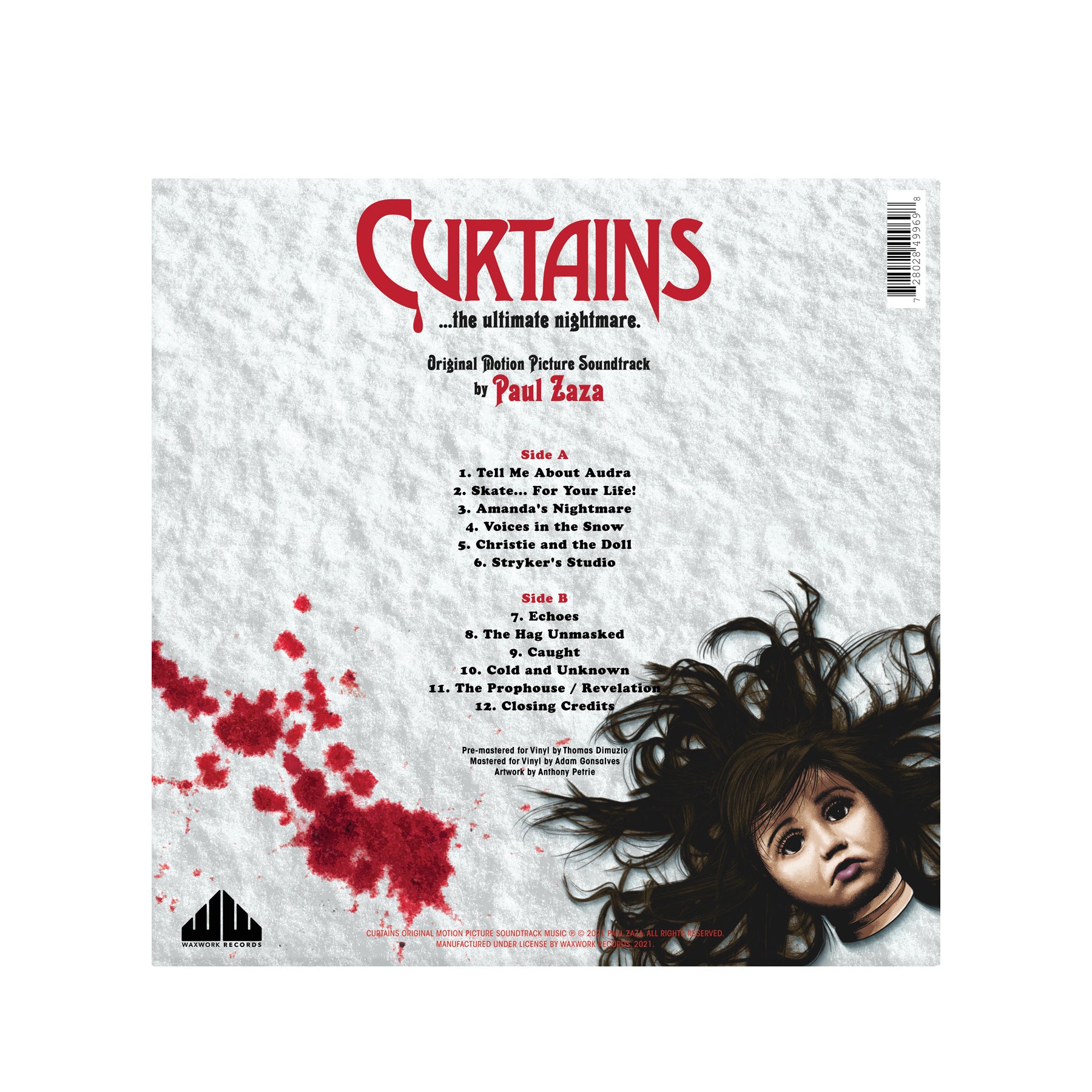 Waxwork Records Curtains vinyle Blood Ice Paul Zaza