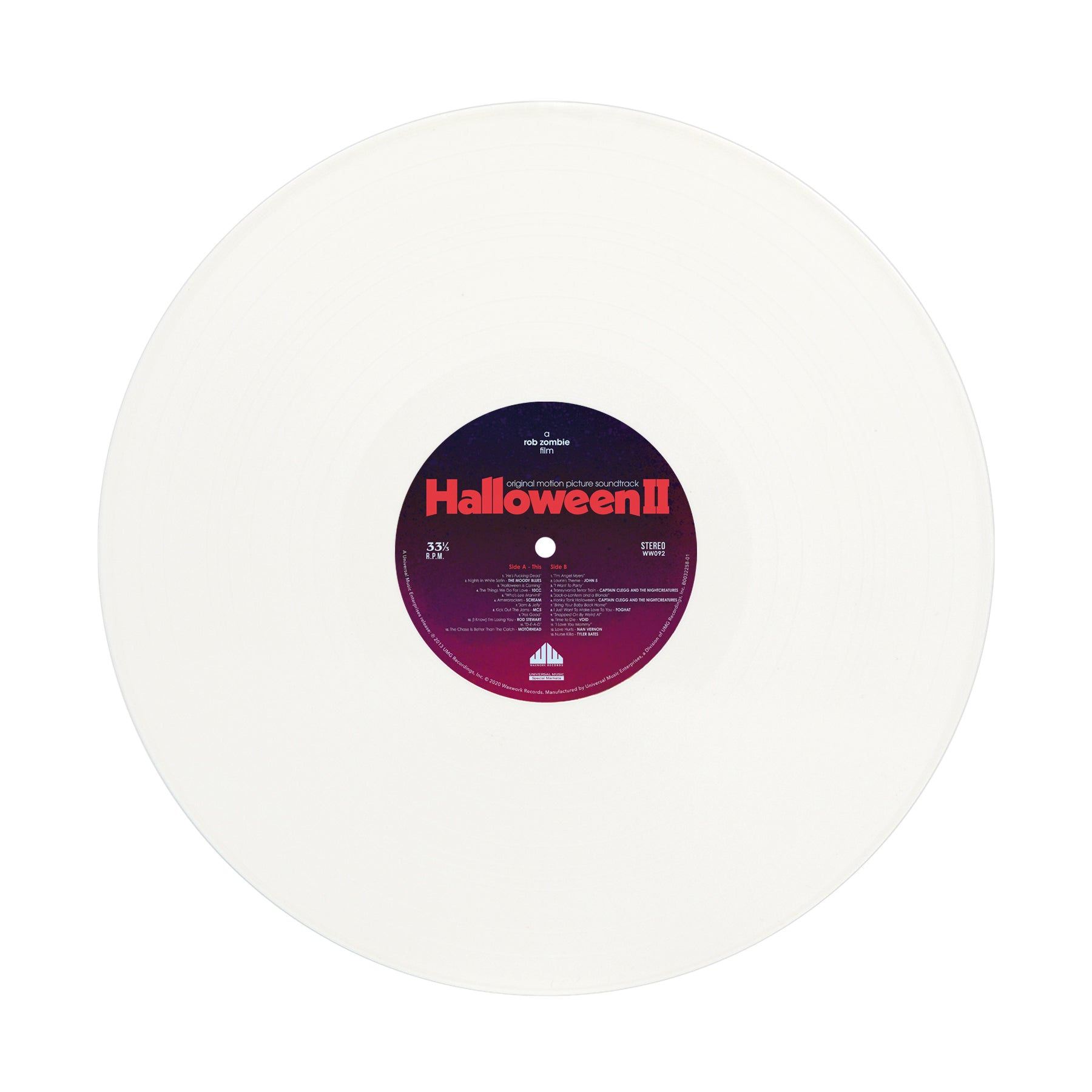 Waxwork Records Halloween II vinyle blanc BO Rob Zombie 180g