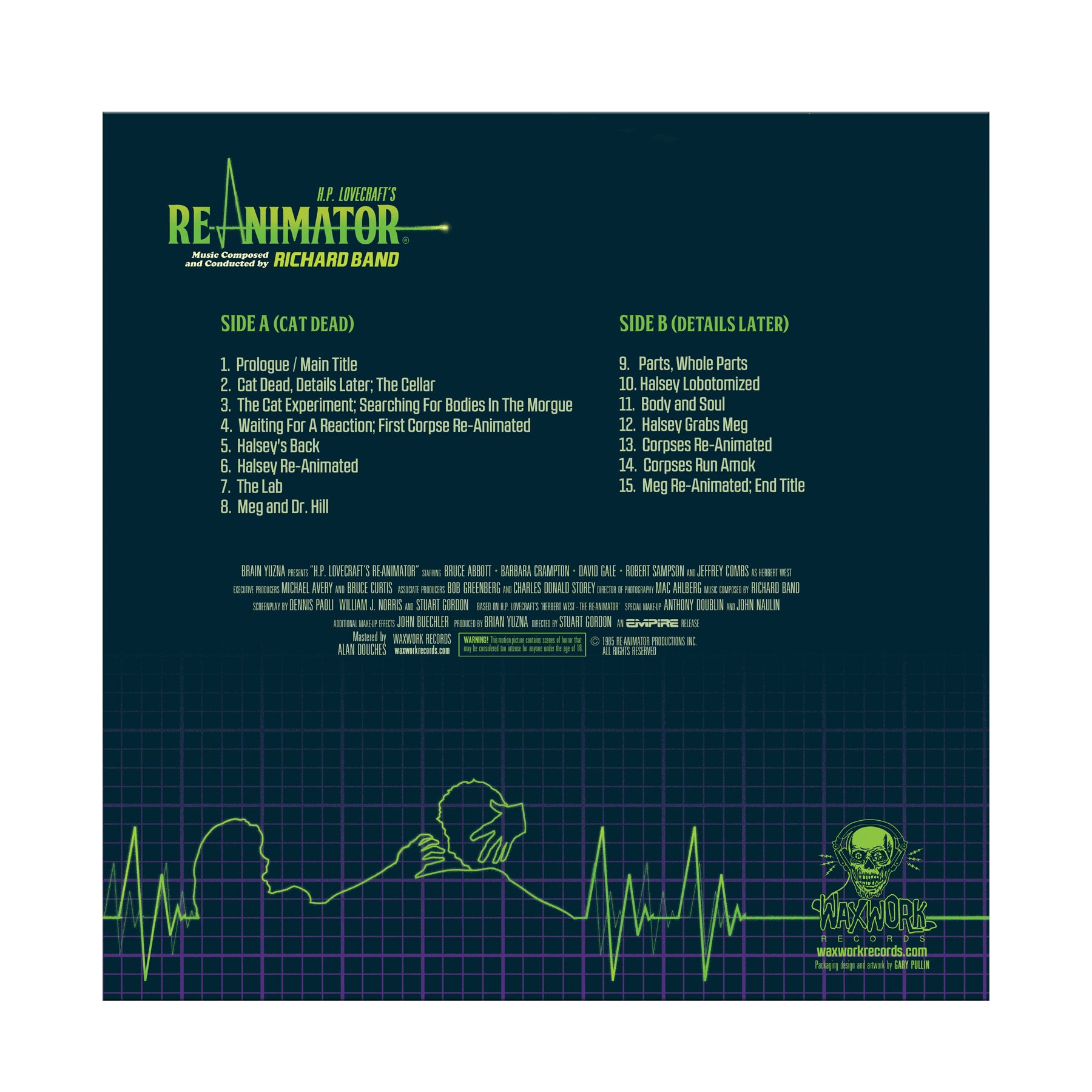 Waxwork Records Re-Animator vinyle vert noir bande originale
