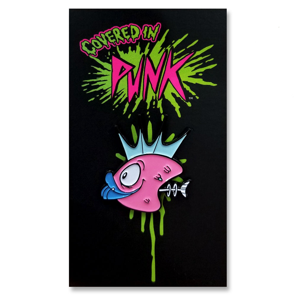 Demented Punk Fish Heads pin's émail rose toon