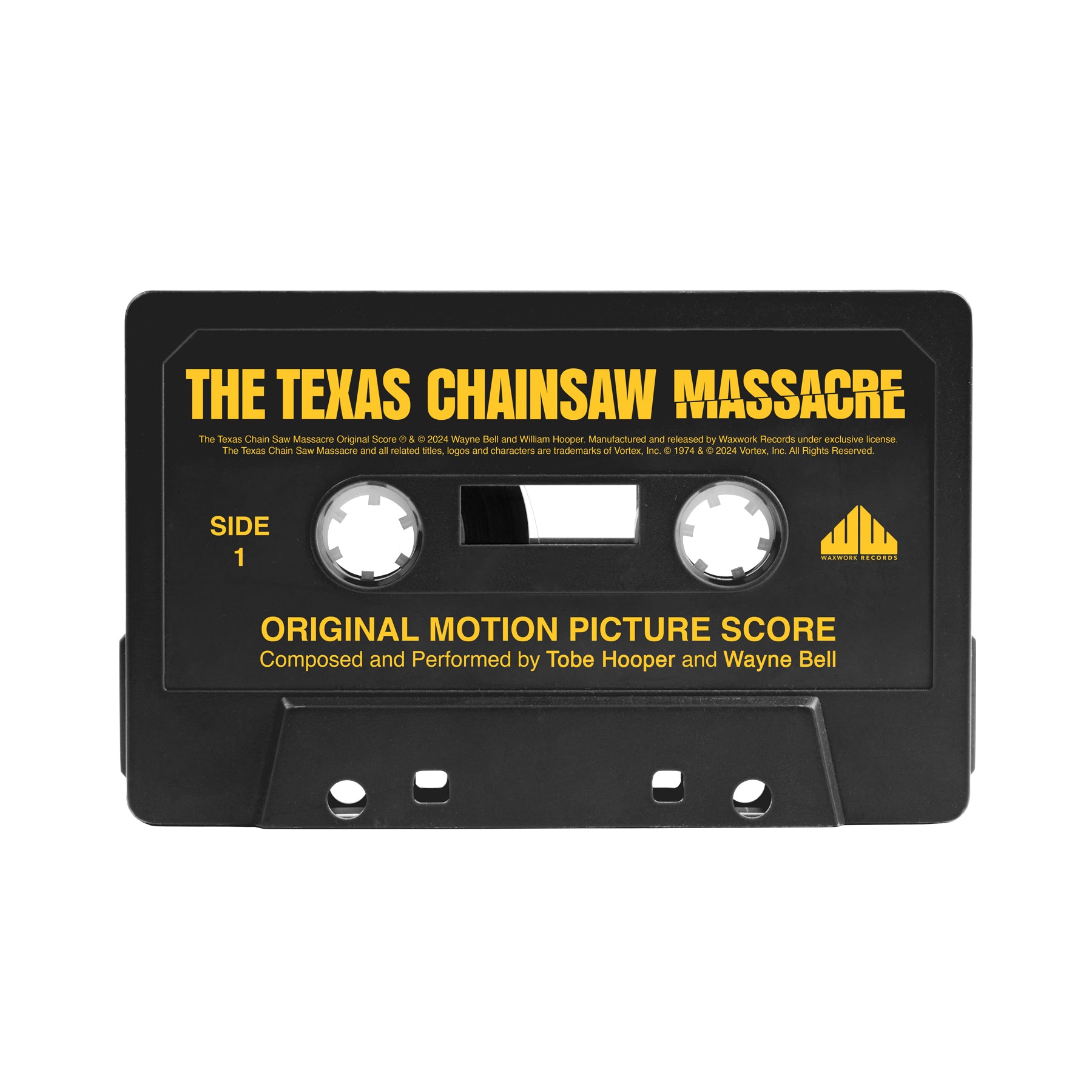 Waxwork Records Texas Chain Saw Massacre cassette jaune bande originale