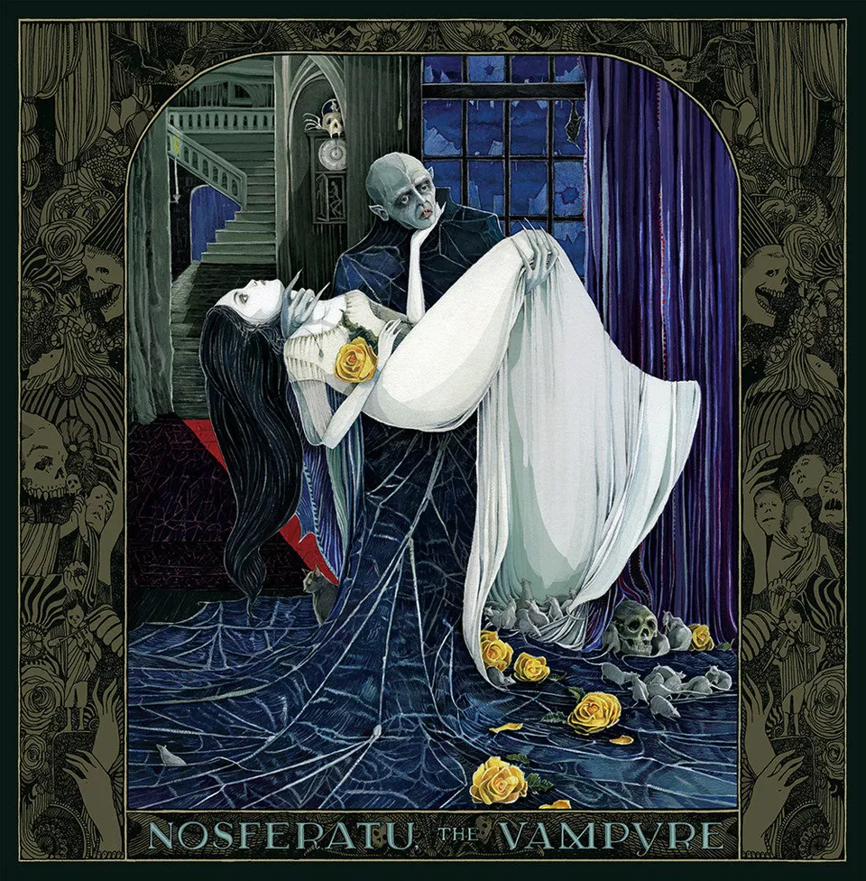Waxwork Records Nosferatu vinyle double LP bleu doré