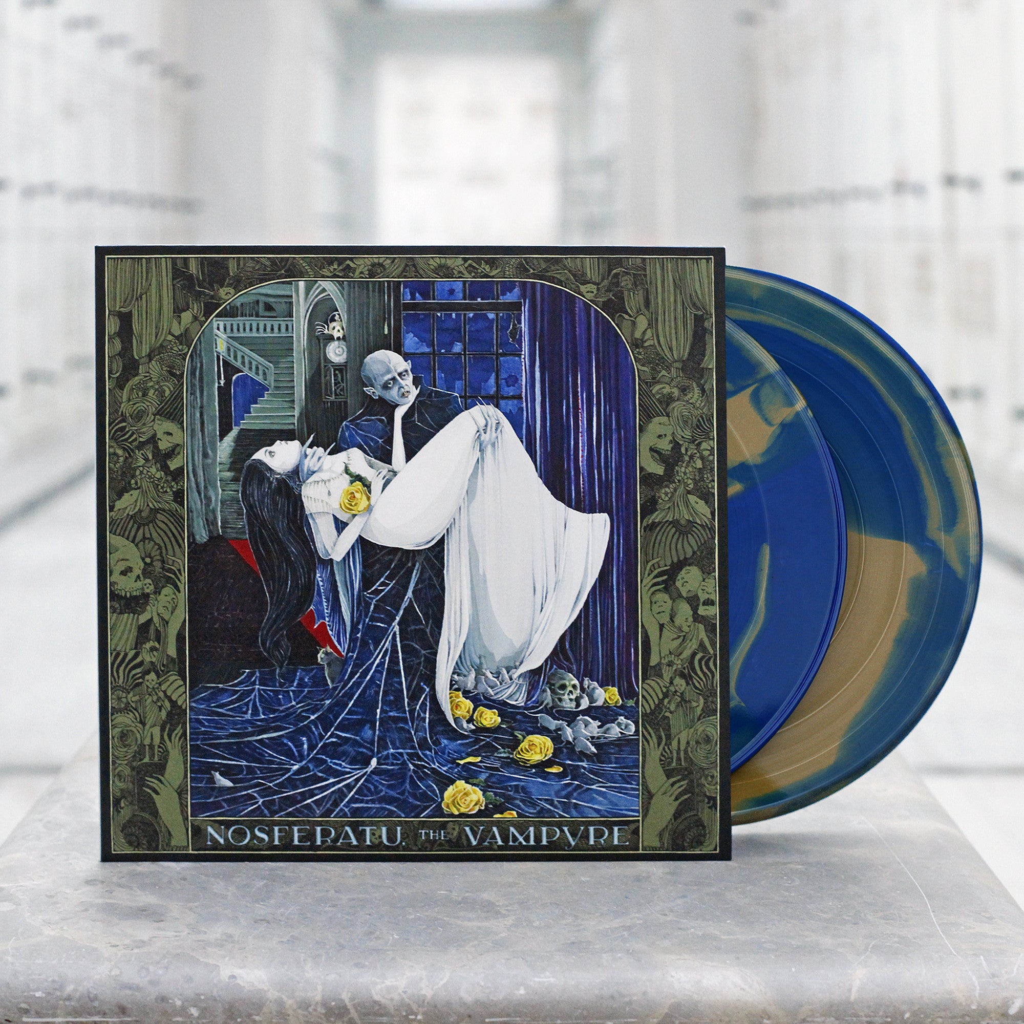Waxwork Records Nosferatu vinyle double LP bleu doré