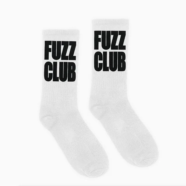 Fuzz Club chaussettes blanches logo noir merch officiel