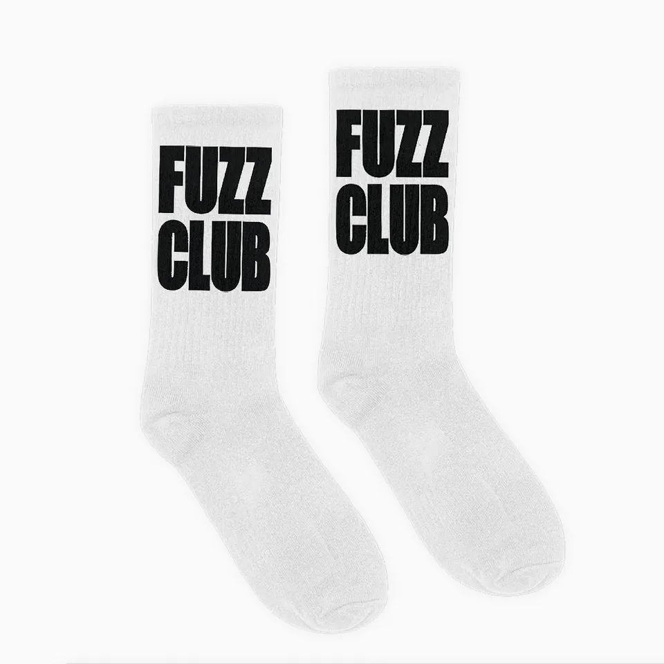Fuzz Club chaussettes blanches logo noir merch officiel