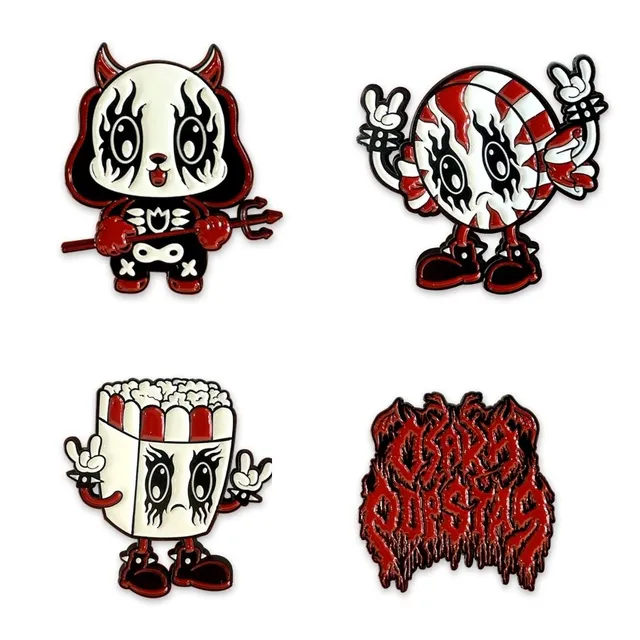 Demented Punk Kawaii Black Metal set 4 pins émail