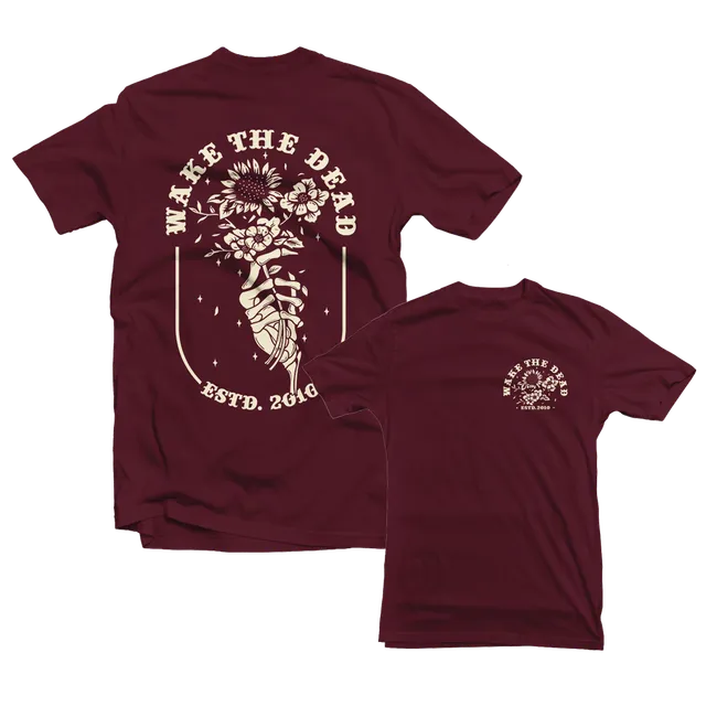 Wake The Dead Hand With Flowers T-shirt bordeaux