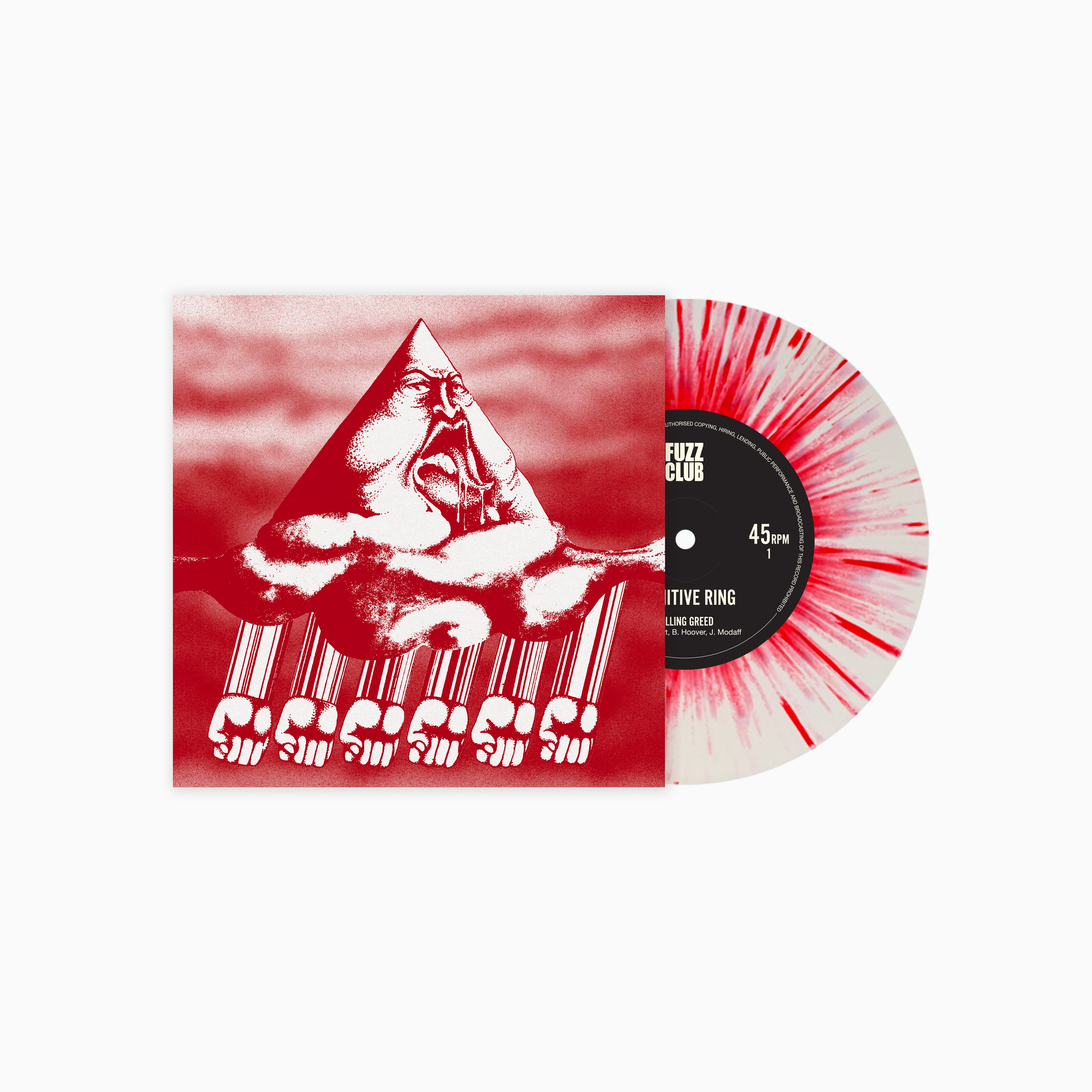 Fuzz Club Primitive Ring Rolling Greed vinyle 7" blanc splatter