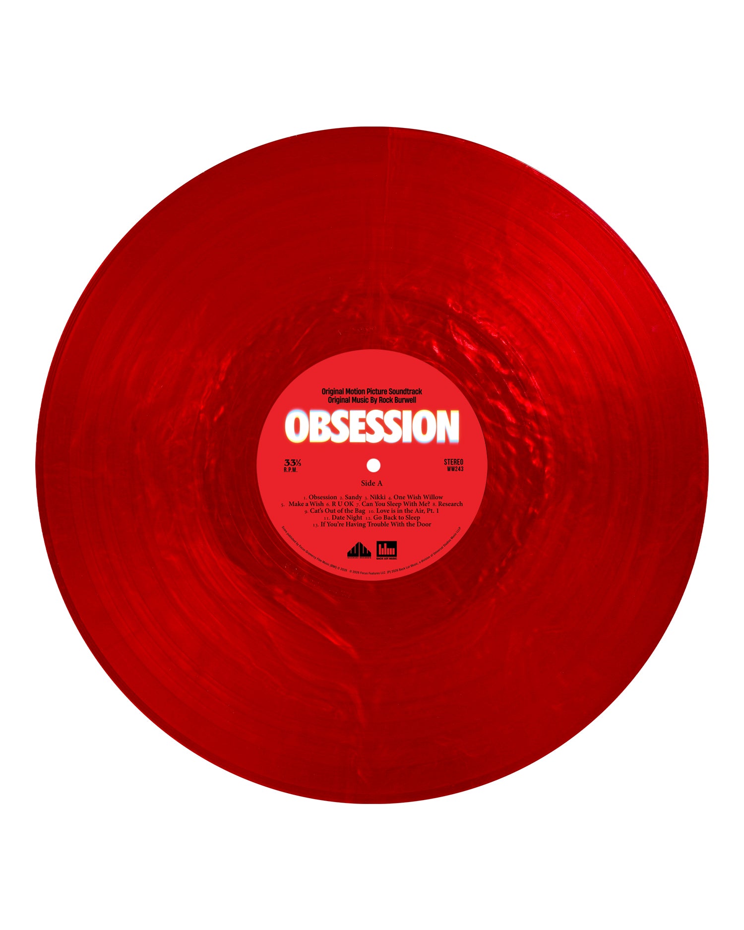 Waxwork Records Obsession vinyle rouge nacré bande originale